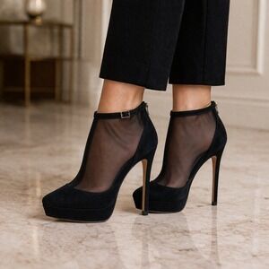 Kate Spade Mesh Suede Ankle Booties Platform Stiletto Heels Women's Size 8 Italy